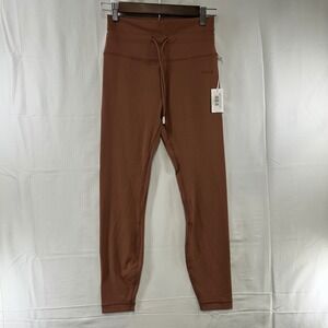 Cream Yoga Aria‎ Leggings Womens Medium Rosewood 7/8 Length Drawstring High Rise